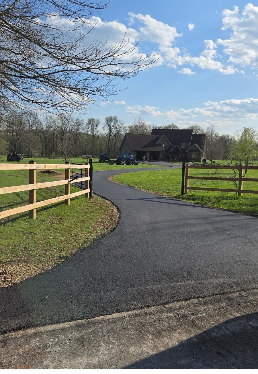 Winding residential driveway